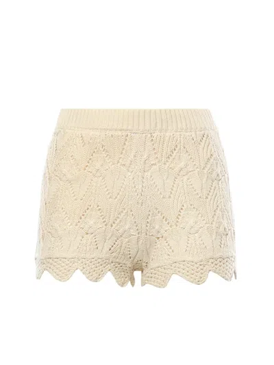 For Love &amp; Lemons Lelia Cotton Shorts In Neutral