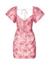 For Love &amp; Lemons Mini Dress With Blurred Roses In Pink