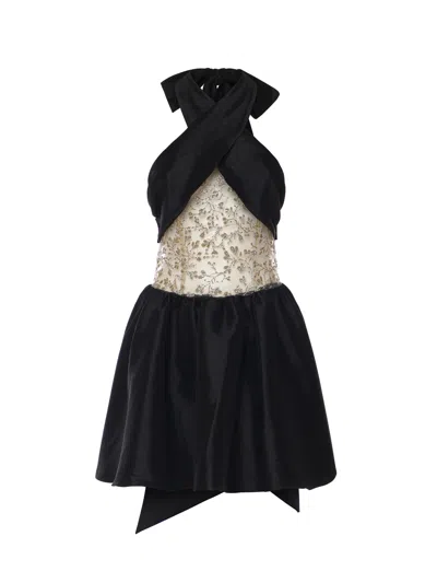 For Love &amp; Lemons Shimmering Petals Mini Dress In Black