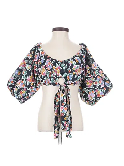Pre-owned For Love & Lemons 3/4 Sleeve Blouse In Blue