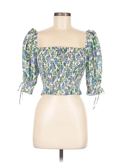 Pre-owned For Love & Lemons 3/4 Sleeve Blouse In Green
