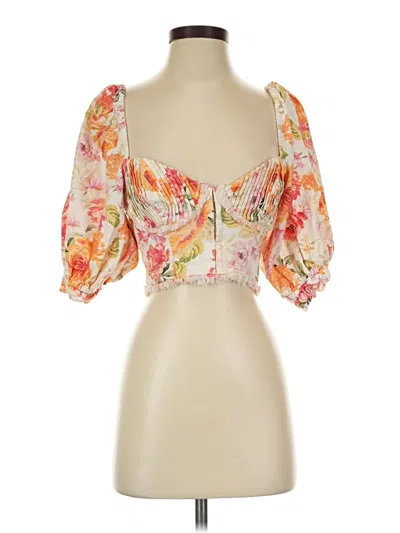 Pre-owned For Love & Lemons 3/4 Sleeve Blouse In Orange