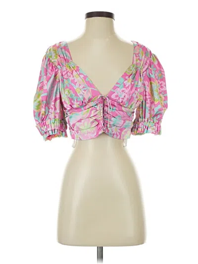 Pre-owned For Love & Lemons 3/4 Sleeve Blouse In Pink
