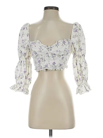 Pre-owned For Love & Lemons 3/4 Sleeve Blouse In White