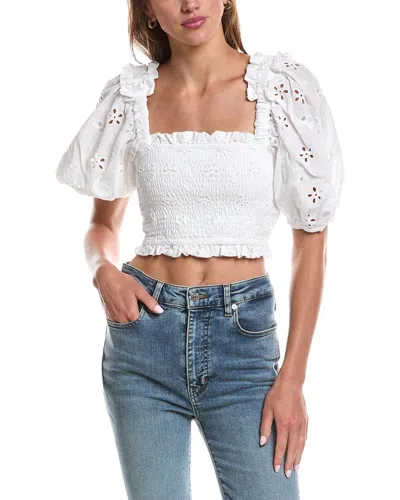 For Love & Lemons Addison Blouse In White