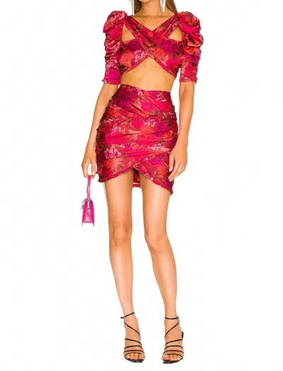 For Love & Lemons Alia Mini Skirt In Red