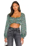 For Love & Lemons Alisa Crop Top In Green In Green