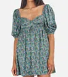 For Love & Lemons Alisa Mini Dress In Green In Blue