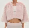 For Love & Lemons Amina Fur Jacket In Pink In Pink