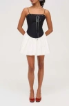 For Love & Lemons Anabella Mixed Media Minidress In Multi