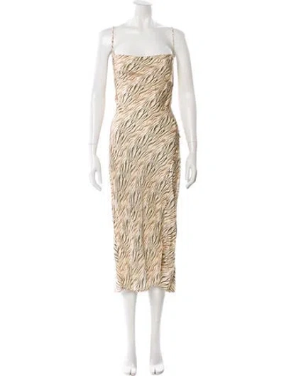Pre-owned For Love & Lemons Animal Print Long Dress W/ Tags In Neutral
