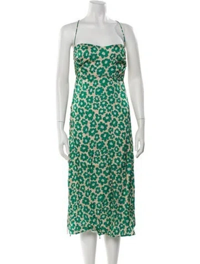 Pre-owned For Love & Lemons Animal Print Midi Length Dress In Green