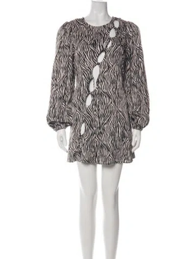 Pre-owned For Love & Lemons Animal Print Mini Dress In Green