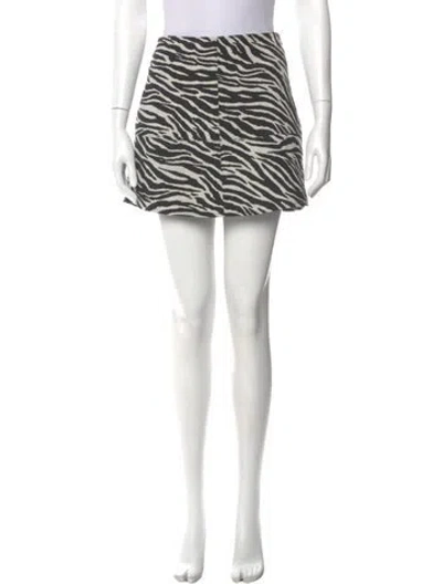 Pre-owned For Love & Lemons Animal Print Mini Skirt In Black