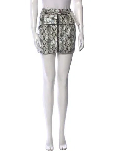 Pre-owned For Love & Lemons Animal Print Mini Skirt In Gray