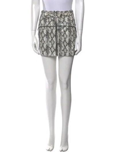 Pre-owned For Love & Lemons Animal Print Mini Skirt W/ Tags In Gray