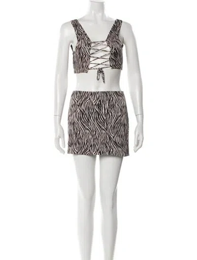 Pre-owned For Love & Lemons Animal Print Skirt Set In Multi