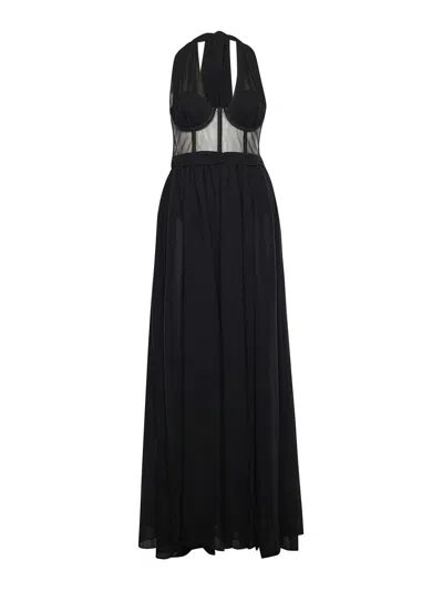 For Love & Lemons Anya Halterneck Gown In Black