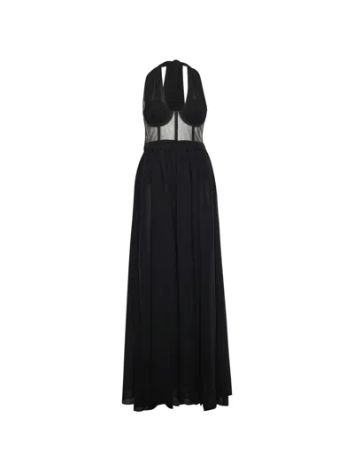 For Love & Lemons Anya Halterneck Gown In Black