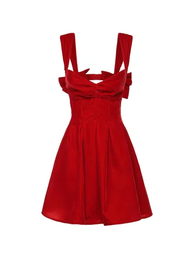 For Love & Lemons August Bow Mini Dress In Red