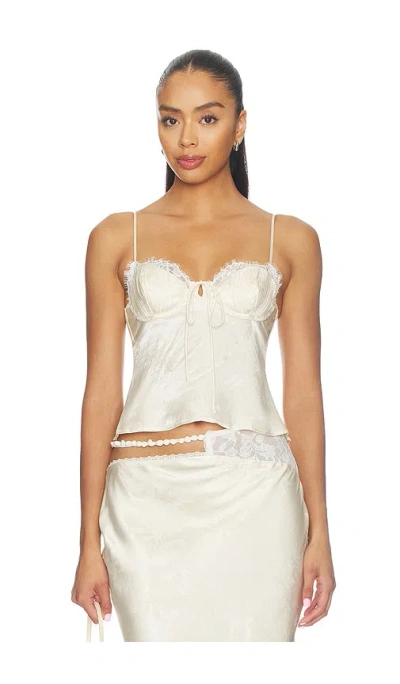 For Love & Lemons Babette Camisole Top In White