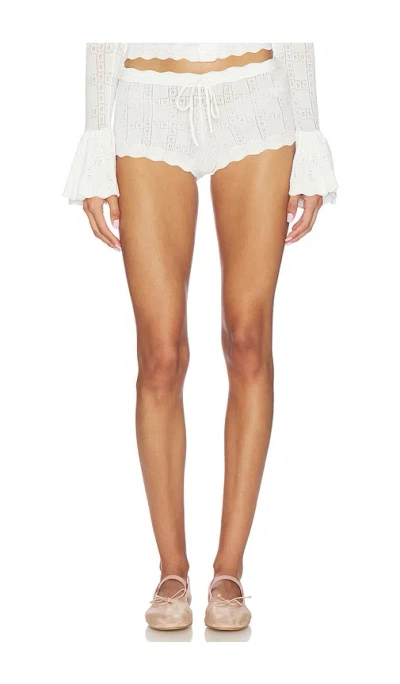 For Love & Lemons Bayberry Pointelle Shorts In White