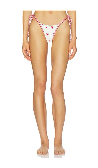 For Love & Lemons Beaded Cherries Bikini Bottom In Brown