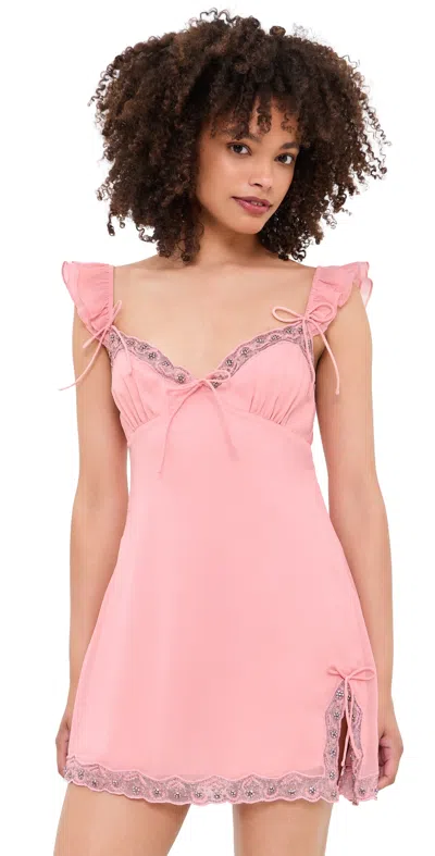For Love & Lemons Bella Sparkle Slip Dress Light Pink