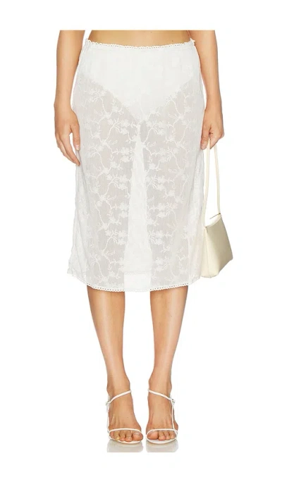 For Love & Lemons Betty Bouquet Coverup Midi Skirt In White
