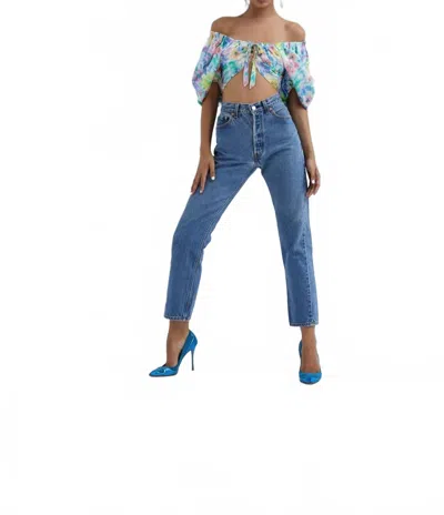 For Love & Lemons Blaire Crop Top In Multi In Animal Print