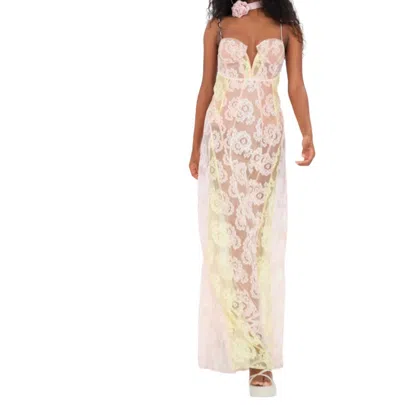 For Love & Lemons Blossom Sunset Maxi Dress In Blush Pink, Yellow, White In Multi