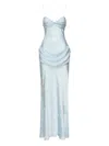 For Love & Lemons Bow-detailed Jacquard Dress In Blue