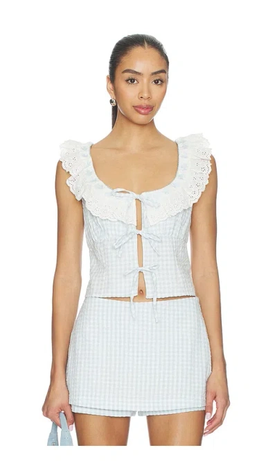 For Love & Lemons Bradford Gingham Top In Blue