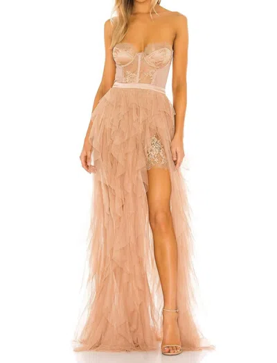 For Love & Lemons X Revolve Bustier Gown In Warm Taupe