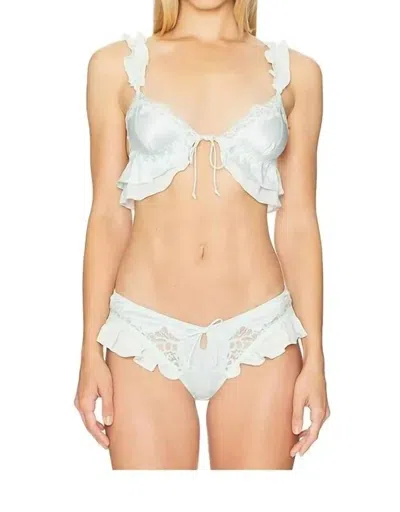 For Love & Lemons Butterfly Lace Ruffle Bralette And Panty Set In Mint In White