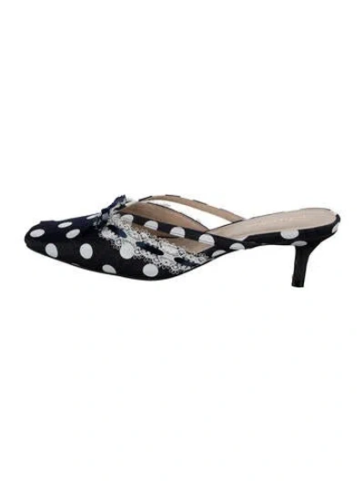 Pre-owned For Love & Lemons Canvas Polka Dot Print Mules In Blue