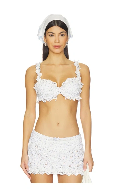 For Love & Lemons Cape Cod Bikini Top In White