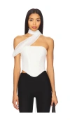 For Love & Lemons Capri Corset Top With Chiffon Scarf In White