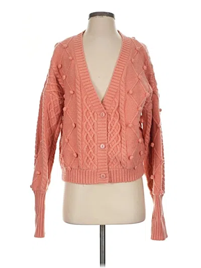 Pre-owned For Love & Lemons Cardigan Sweater In Pink