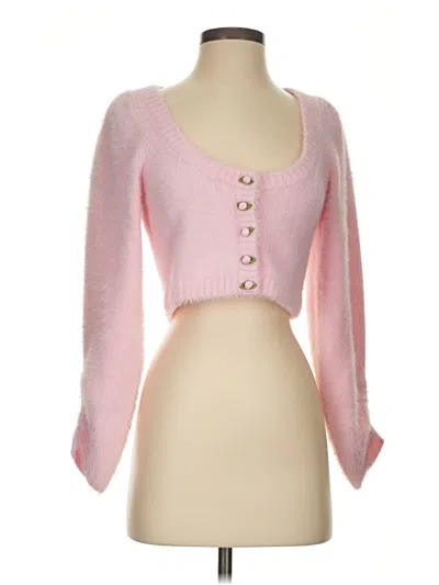 Pre-owned For Love & Lemons Cardigan Sweater In Pink