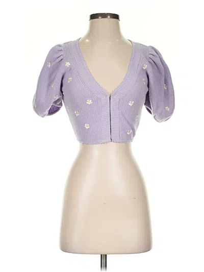 Pre-owned For Love & Lemons Cardigan Sweater In Purple