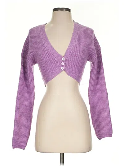 Pre-owned For Love & Lemons Cardigan Sweater In Purple