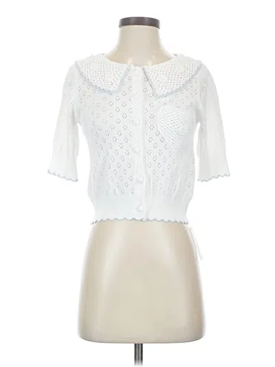 Pre-owned For Love & Lemons Cardigan Sweater In White