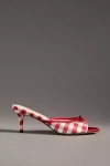 For Love & Lemons Cassandra Denim Kitten Heels In Red
