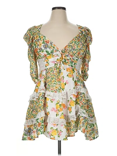 Pre-owned For Love & Lemons Casual Dress In Yellow