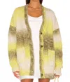 For Love & Lemons Celeste Ombre Stripe Cardigan In Green In Green