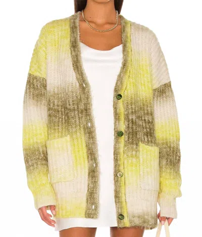 For Love & Lemons Celeste Ombre Stripe Cardigan In Green