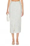 For Love & Lemons Chantal Denim Midi Skirt In Blue Floral In Blue