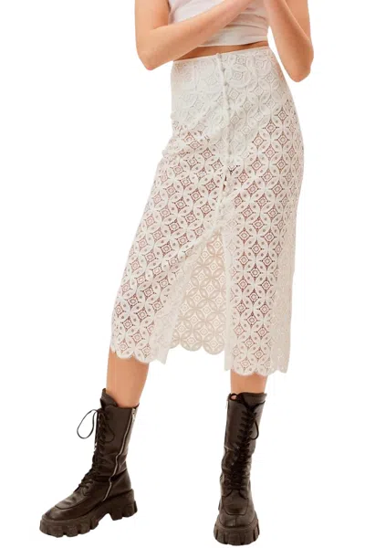 For Love & Lemons Charmaine Midi Skirt In White In Neutral