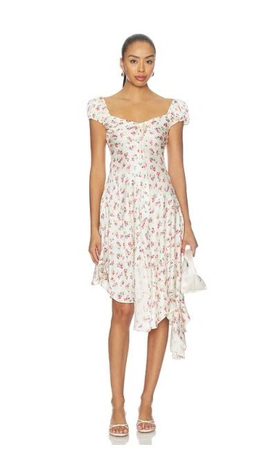 For Love & Lemons Cherry Mae Midi Dress In Cream Red